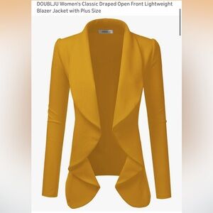 Doublju Women's Classic Mustard Open Front Blazer
